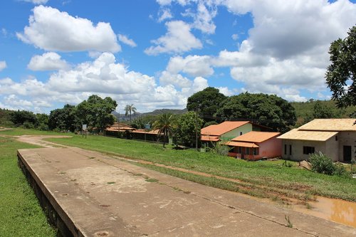 blue sky  village  landscape