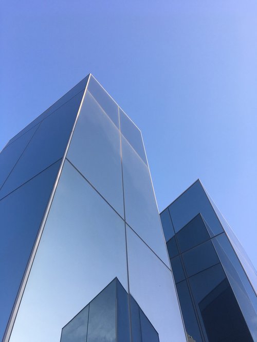 blue sky  glass reflections  architecture