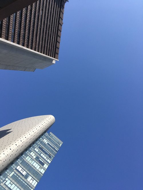 blue sky  building  city