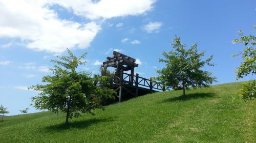 blue sky mountain temple