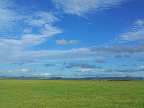 blue sky and white clouds prairie nature