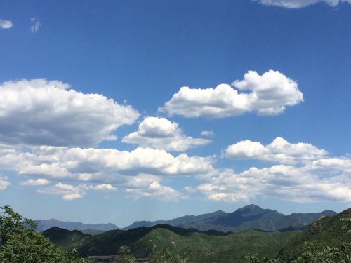 blue sky and white clouds mountain the scenery