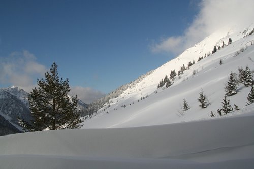 blue sky over snow  snow  skiing