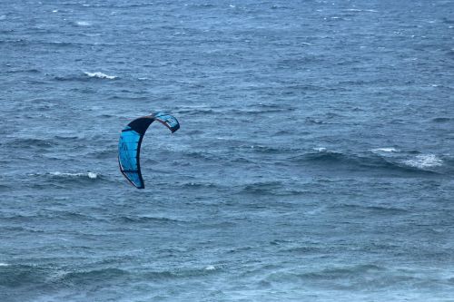 Blue Windsurfing Canopy Over Sea