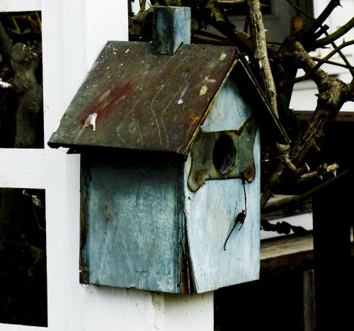 Blue Wooden Birdhouse