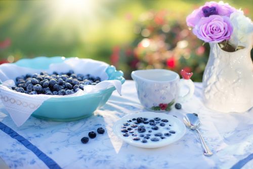 blueberries cream dessert