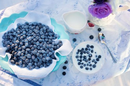 blueberries cream dessert