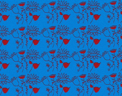 Flower Pattern Red And Blue