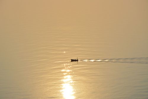 boat sunset sea