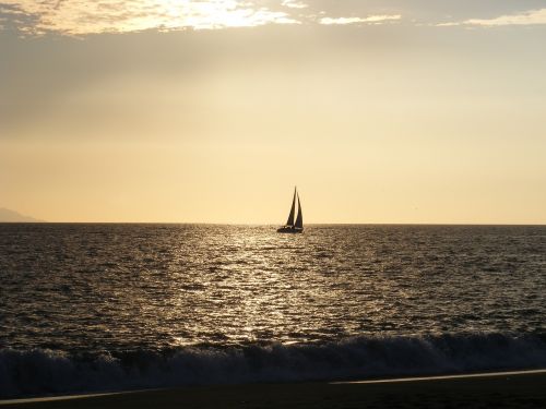 boat sunset water