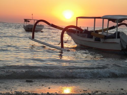 boat sunset sea