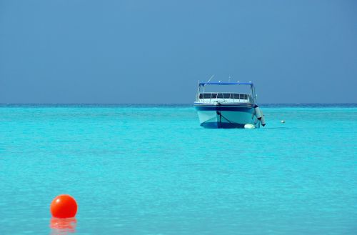 boat caribbean blue sea