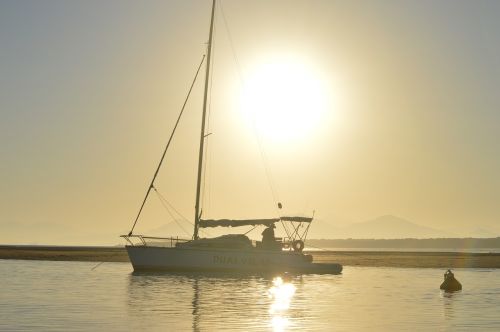 boat beach sunset