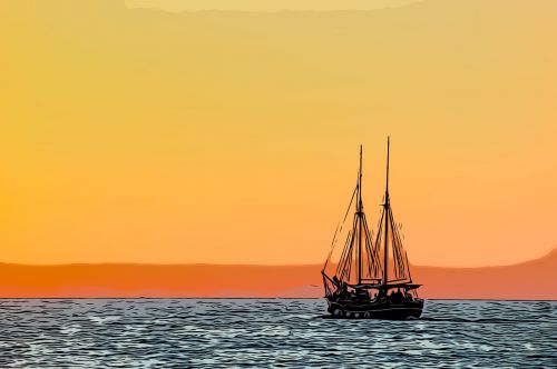 boat sunset sea