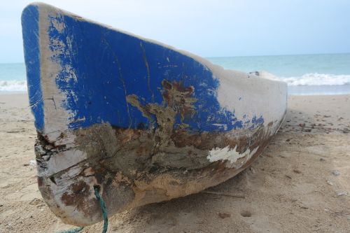 boat blue sea beach