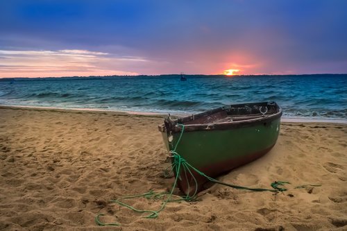 boat  sea  sunset
