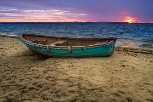 boat  sea  sunset