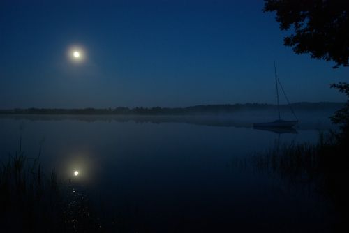 boat moon night