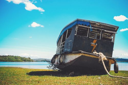 boat stranded aground