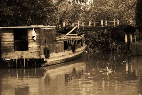 boat bridge trees