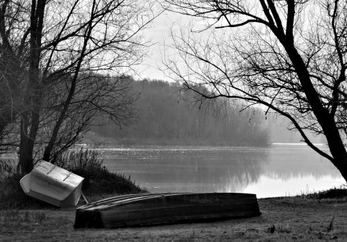 boats water black and white