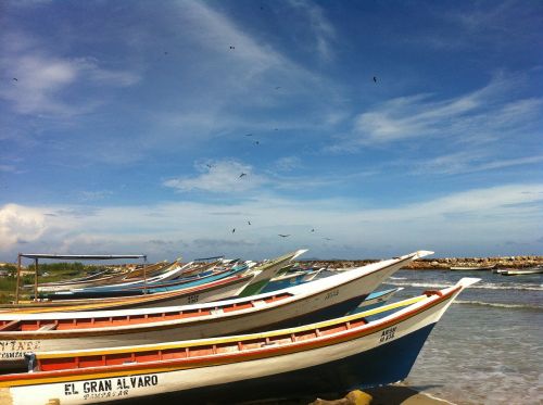 boats margarita island blue sky