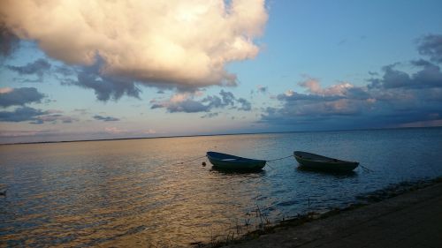 boats abendstimmung sea