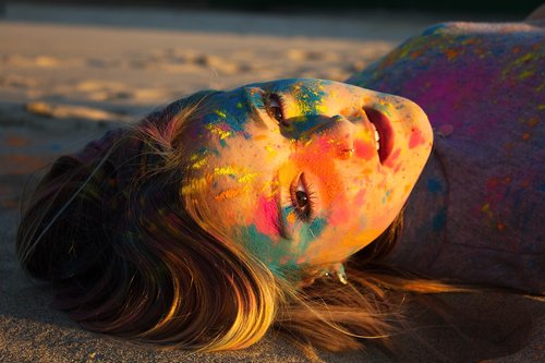 body painting  sunset  beach