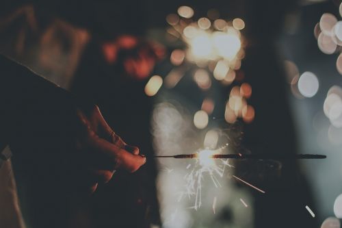 bokeh firework hand