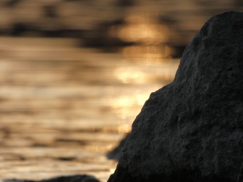 bokeh stone sunset