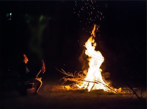 bonfire camping flames