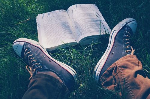 book shoes grass