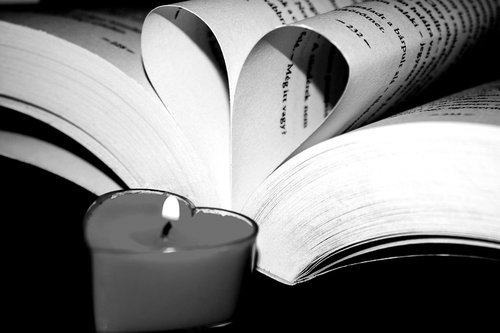 book  heart  candle flame