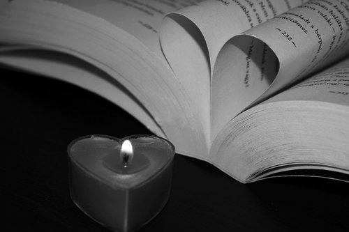 book  heart  candle flame