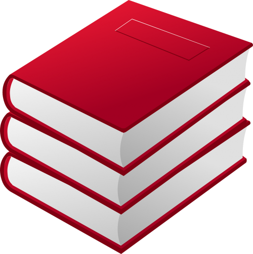 books pile red