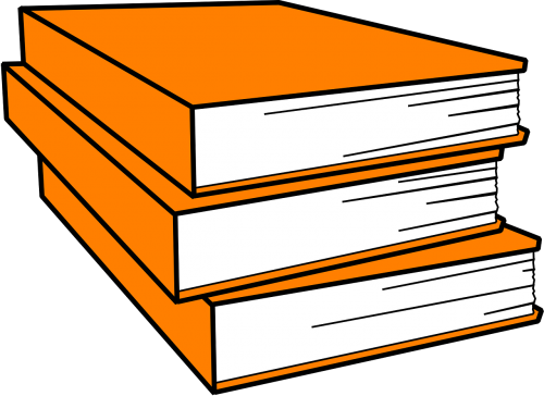 books pile orange