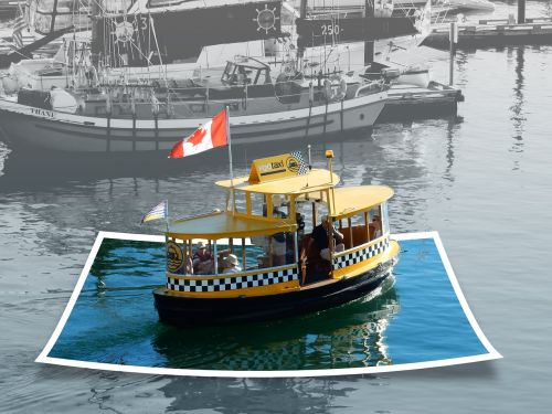 boot harbor ferry polaroid