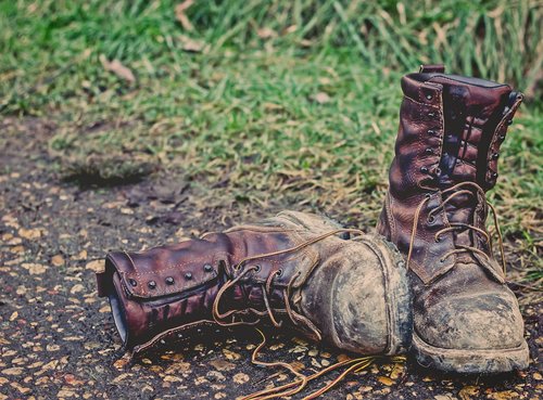 boots  grass  brown