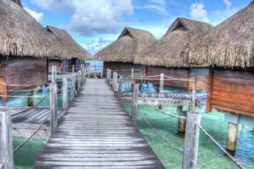 bora bora over water bungalows tropical