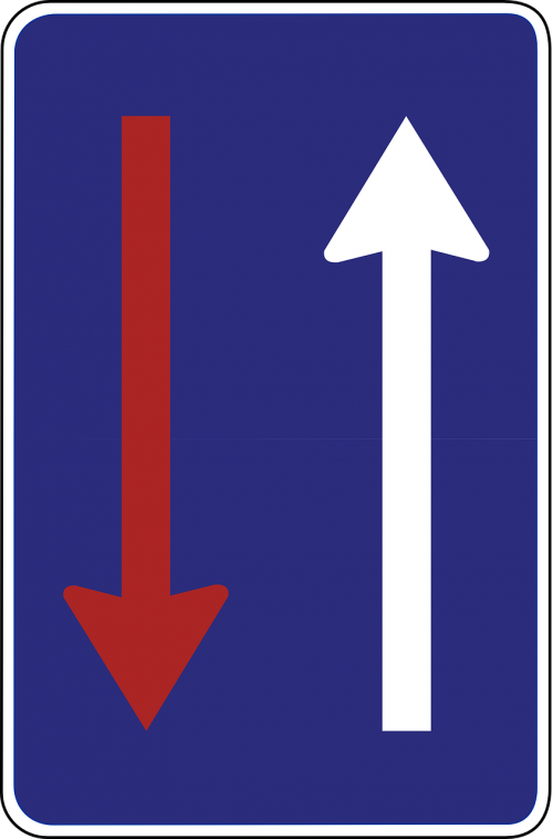 bottleneck two-way road road sign