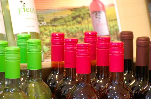 bottles colorful wine