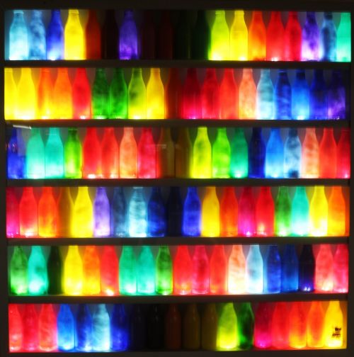 bottles art object light installation