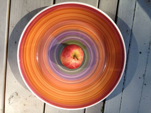 bowl apple floor