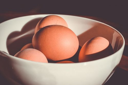bowl eggs food