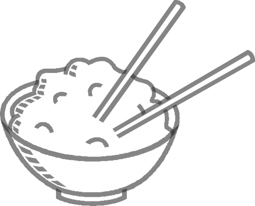 bowl rice chopsticks