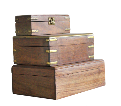 box wooden brass