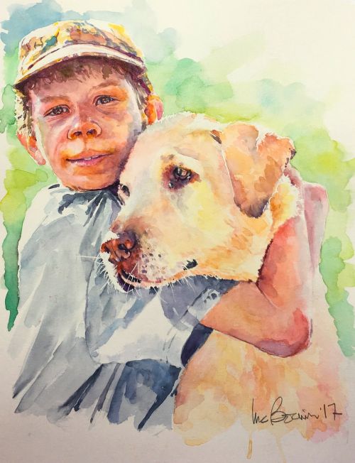 boy dog portrait