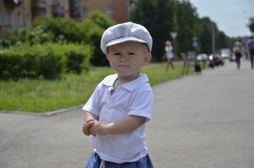 boy sunny day stroll