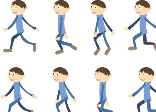 boy walk cartoon