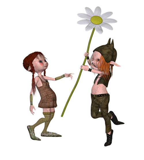 boy and girl elf flower